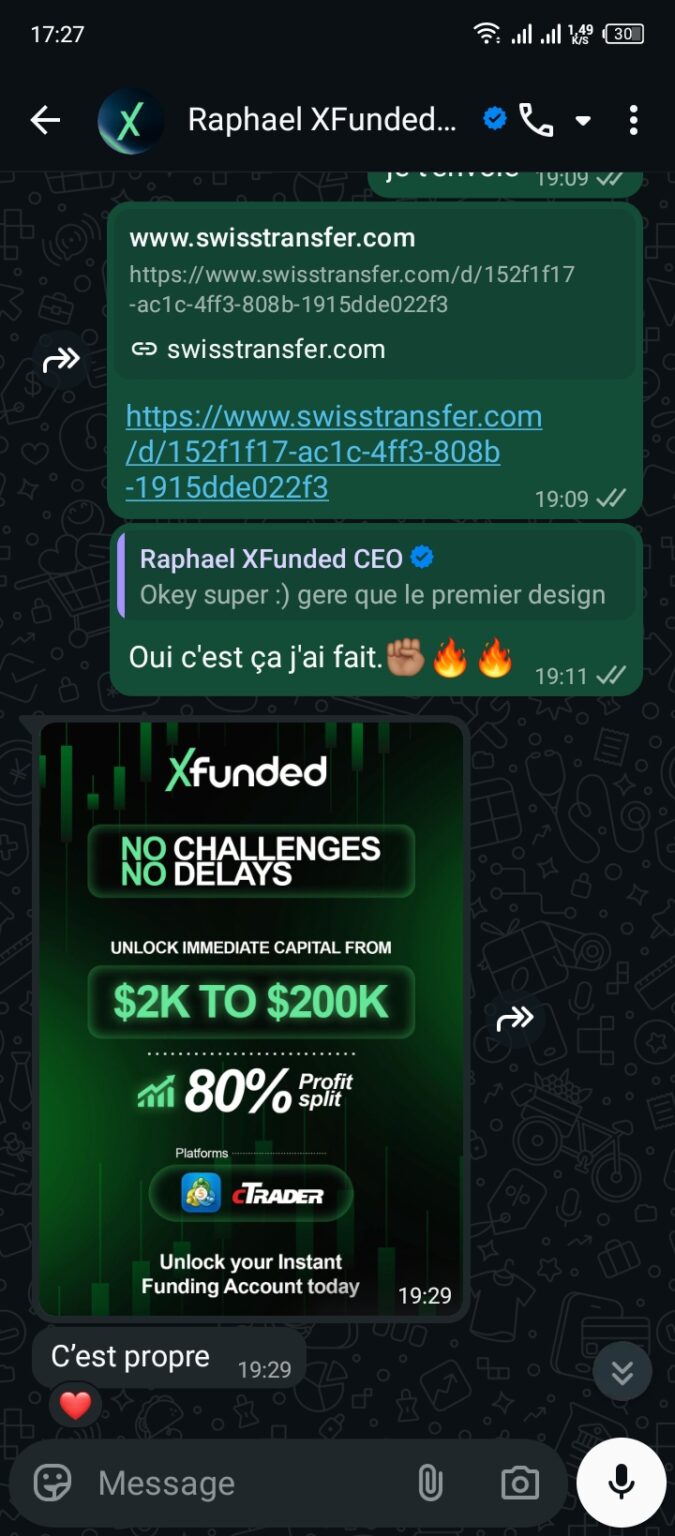 Message d'un client de VisualCraft Agency