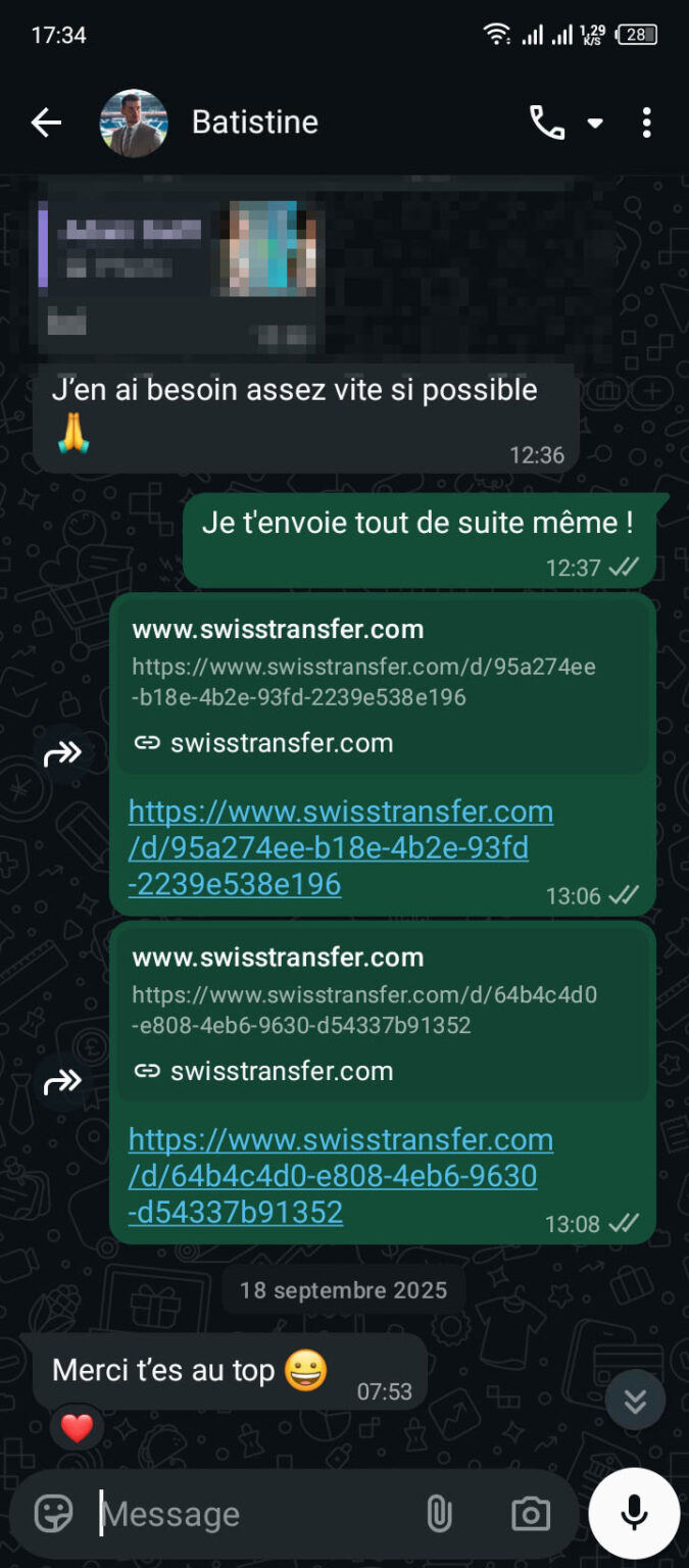 Message d'un client de VisualCraft Agency