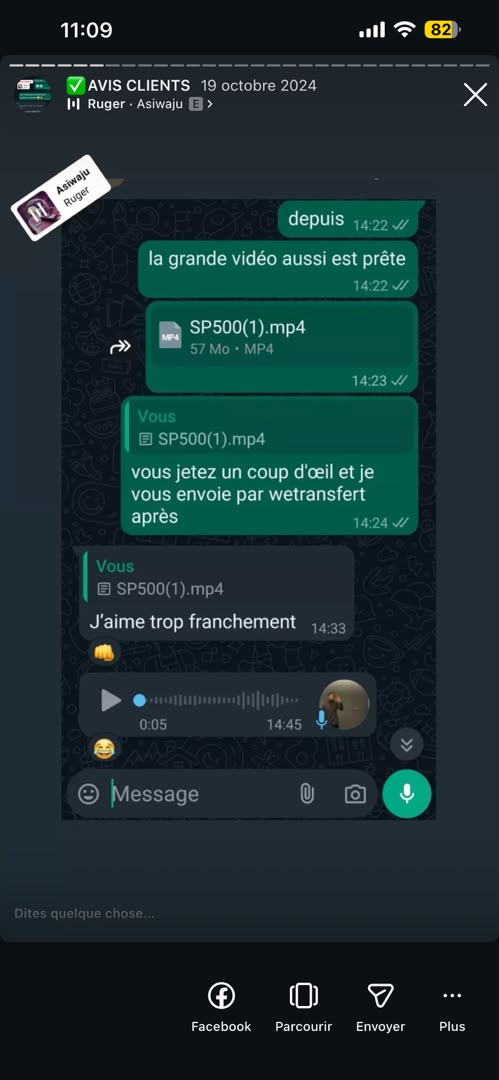 Message d'un client de VisualCraft Agency