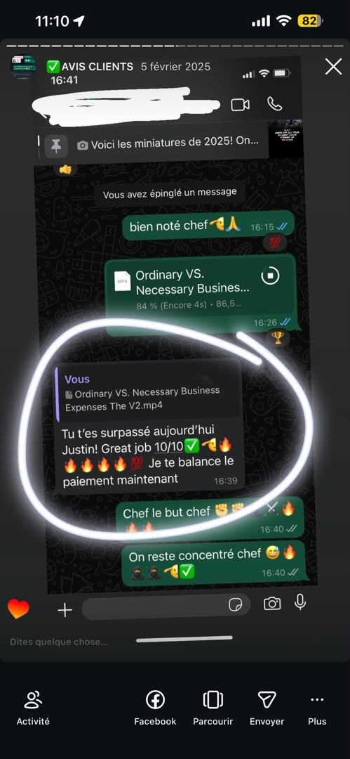 Message d'un client de VisualCraft Agency