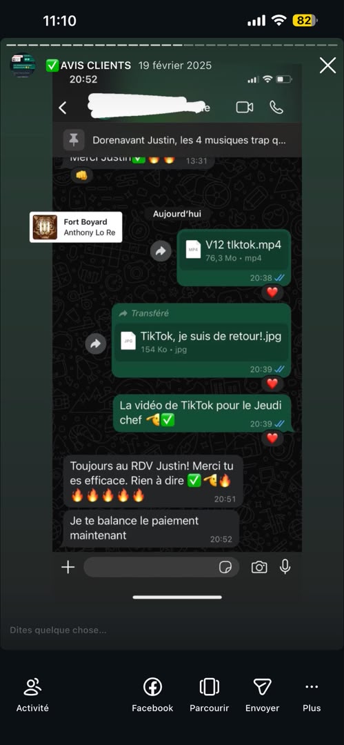 Message d'un client de VisualCraft Agency