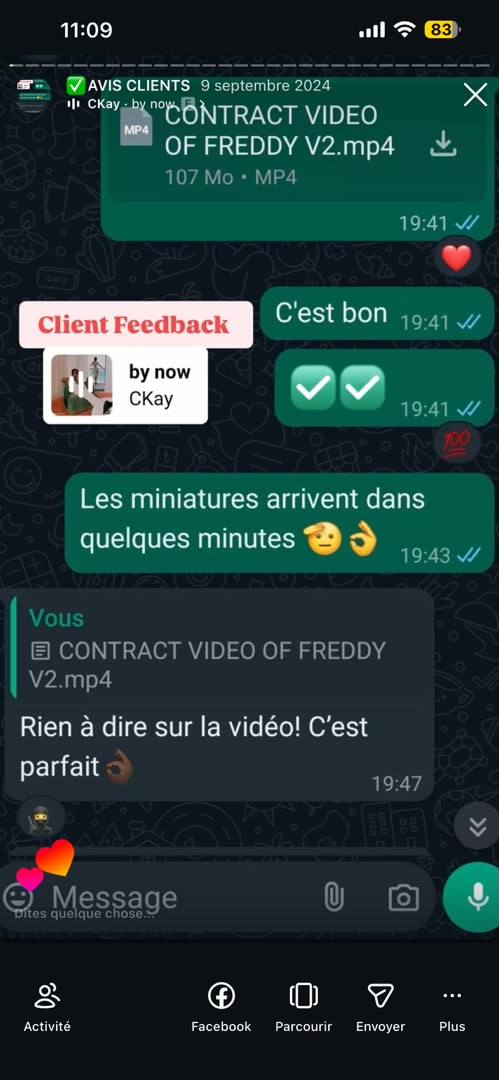 Message d'un client de VisualCraft Agency